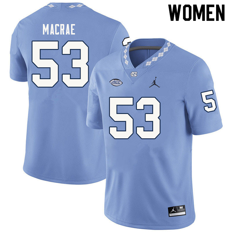 Women #53 Gibson Macrae North Carolina Tar Heels College Football Jerseys Sale-Carolina Blue